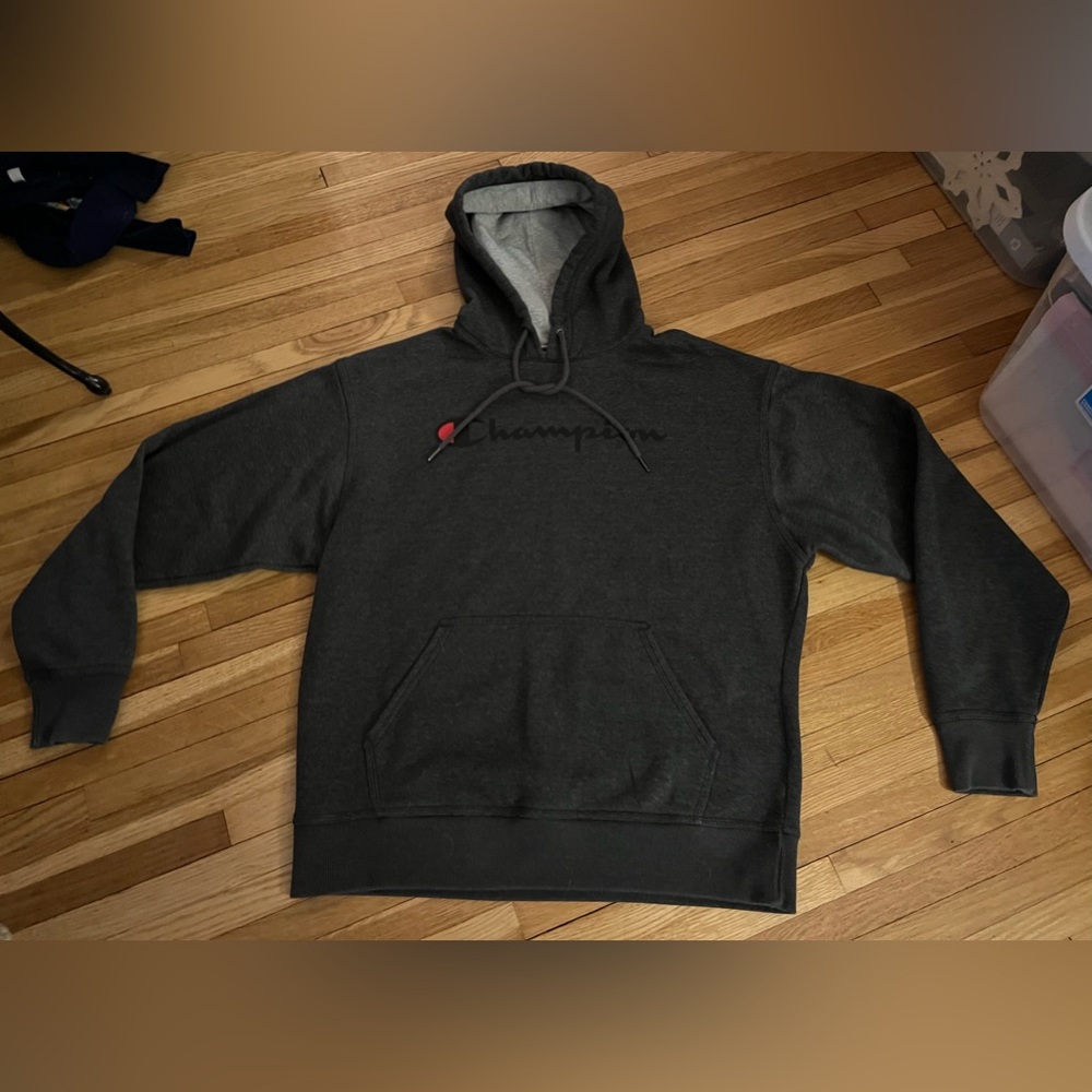 Champion hoodie size Large, charcoal grey in color
